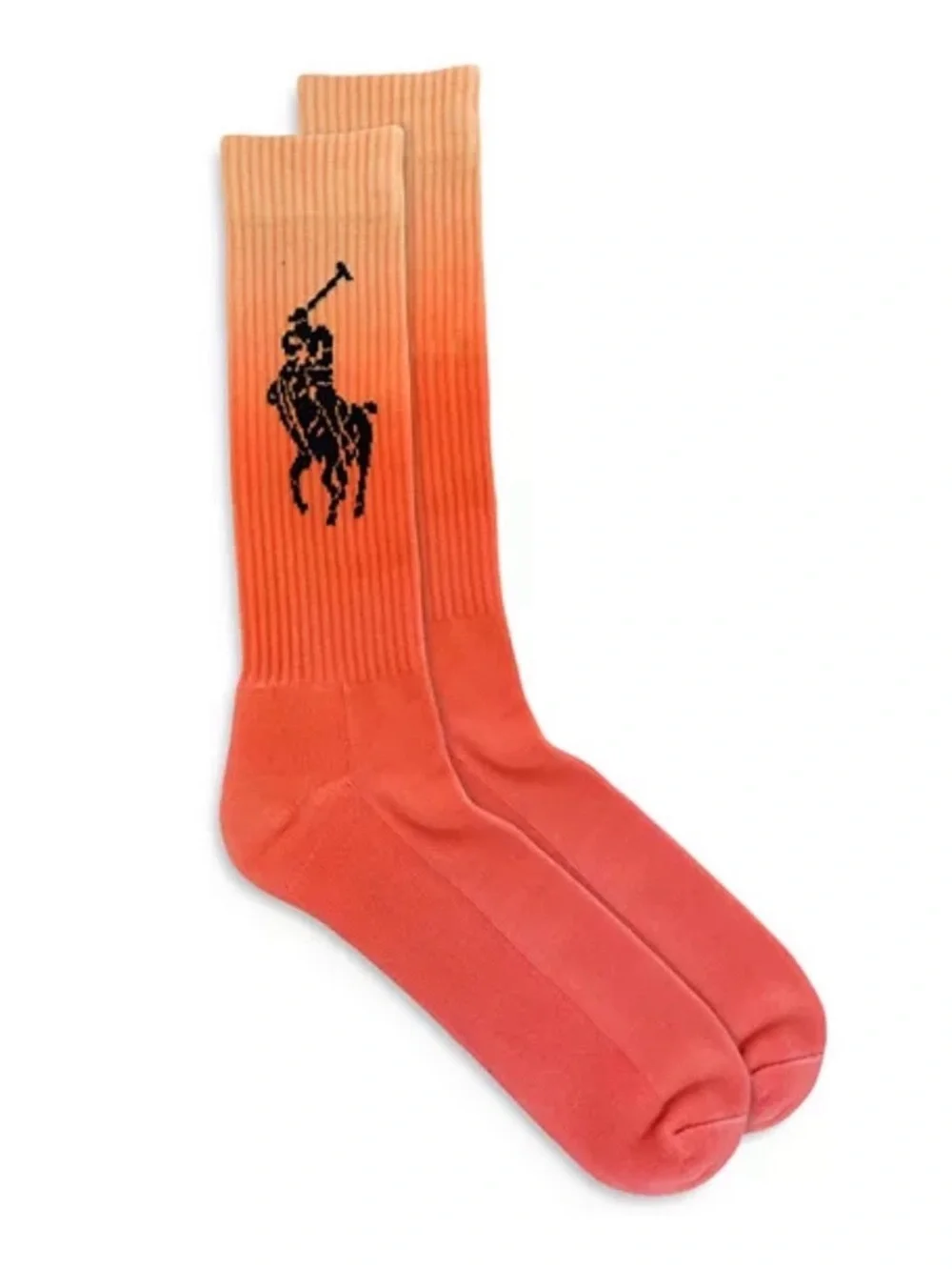 🆕 POLO Ralph Lauren Large Pony Crew Socks Orange Pink Gradient Dip Dye RARE NWT
